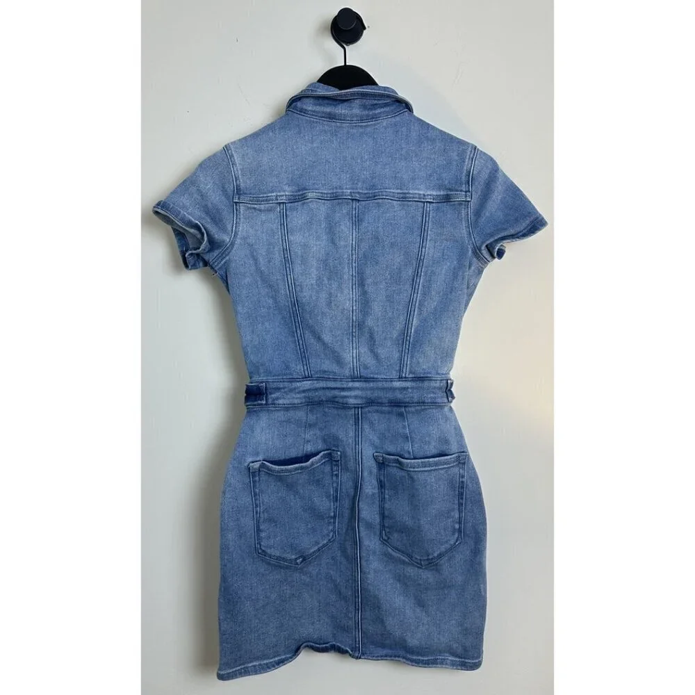 GOOD AMERICAN Fit for Success Denim Utility Dress Denim Medium Blue Size Small - Picture 7 of 16